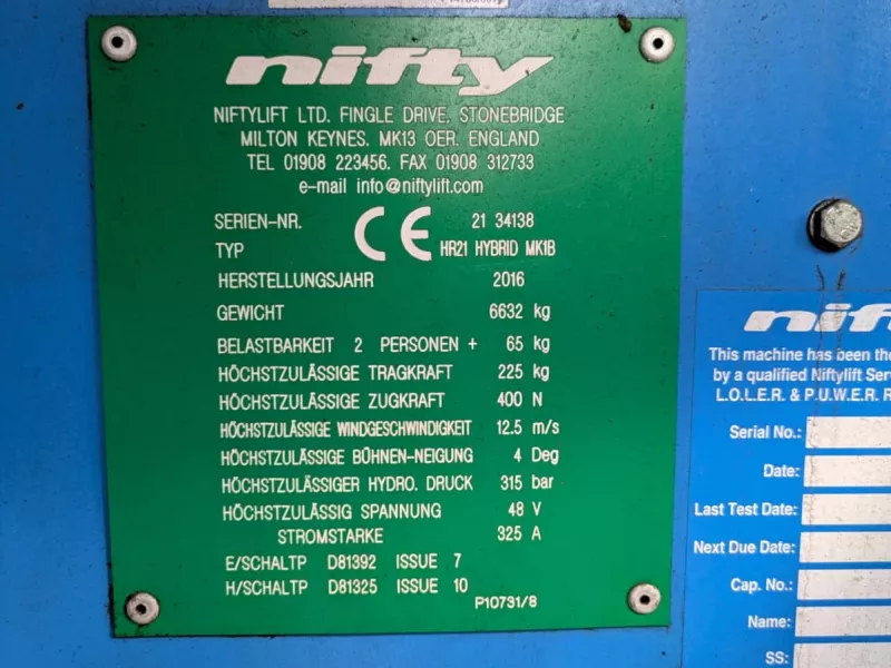 Niftylift - Articulating booms - V40222